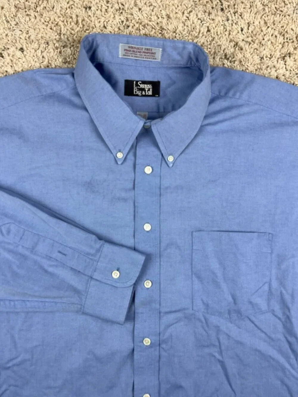 VTG Levis Men’s Button Up Long Sleeve Dress Shirt Blue Size 18.5 35 Big Mexico